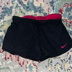 Nike Women's Black Shorts with Pink Accents